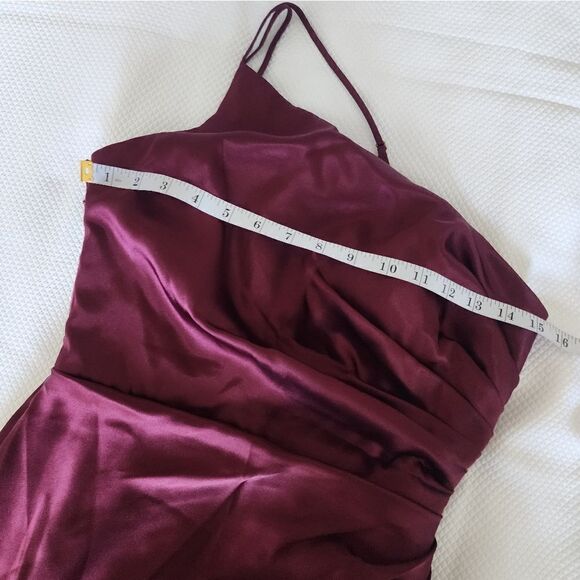 Galina braidsmaid one spaghetti strap side rushed buttons side slit from waist - Picture 3 of 15